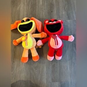 plush toys of the characters DogDay and Bobby BearHug from the horror game seri